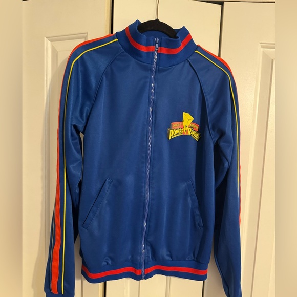 Vintage MMPR Power Rangers Blue Long Sleeved Retro Track Jacket Mens Size Medium - Picture 3 of 6